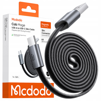 MCDODO KABEL USB-A USB-C SZYBKIE ŁADOWANIE ZWIJANY MAGNETYCZNY 6A 100W 1M