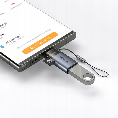 MCDODO ADAPTER PRZEJŚCIÓWKA USB-A DO USB-C CZYTNIK KART TF 512GB OTG LED