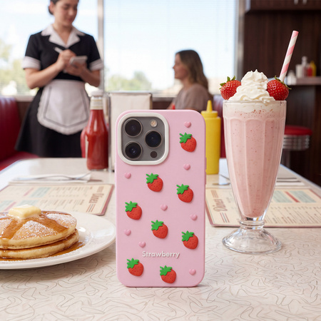 Nakładka Strawberry do iPhone 12 / 12 Pro 6,1" różowa