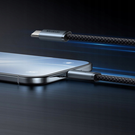 MCDODO KABEL USB-C USB-C SZYBKIE ŁADOWANIE USB TYP C 240W 1M LED CZARNY