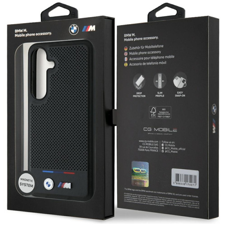 BMW ETUI DO MAGSAFE DO SAMSUNG GALAXY S25 POKROWIEC LEATHER TRICOLOR STRIPE