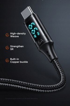 MCDODO KABEL Z WYŚWIETLACZEM USB-C SZYBKIE ŁADOWANIE USB TYP C 5A 66W 1M