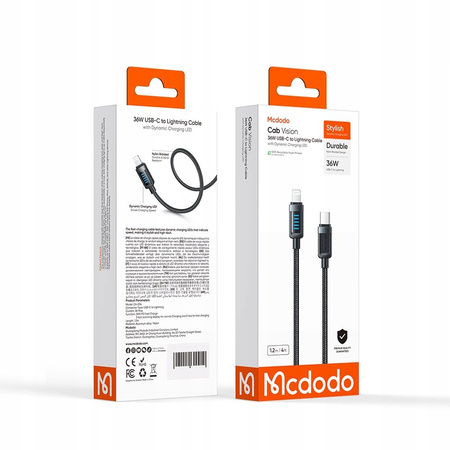MCDODO KABEL USB-C LIGHTNING SZYBKIE ŁADOWANIE DO APPLE IPHONE 36W 1M LED