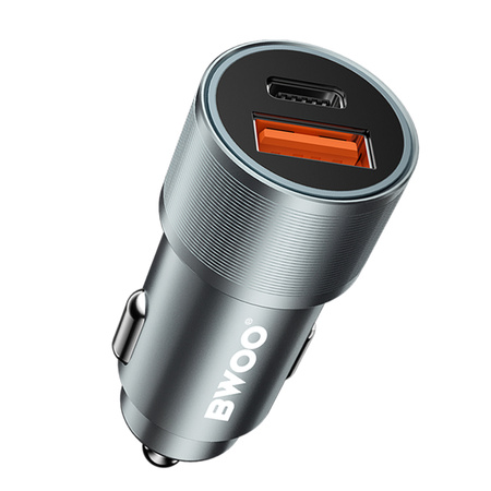 BWOO ładowarka samochodowa PD BO-CC73 1x USB-C 1x USB 38W srebrna