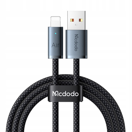MCDODO KABEL USB-A LIGHTNING SZYBKIE ŁADOWANIE DO TELEFONU 3A LED CZARNY 1M