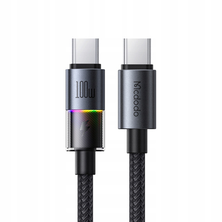 MCDODO KABEL USB-C DO TELEFONU SZYBKIE ŁADOWANIE TYP C 100W 1M LED CZARNY