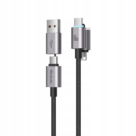 Cablu USB-C MCDODO, încãrcare rapidã 4 în 1, pentru iPhone 14 ?i MacBook, 60W, 1 m