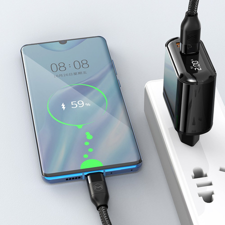MCDODO SZYBKA ŁADOWARKA SIECIOWA DO TELEFONU 2X USB USB-C PD 20W MIERNIK