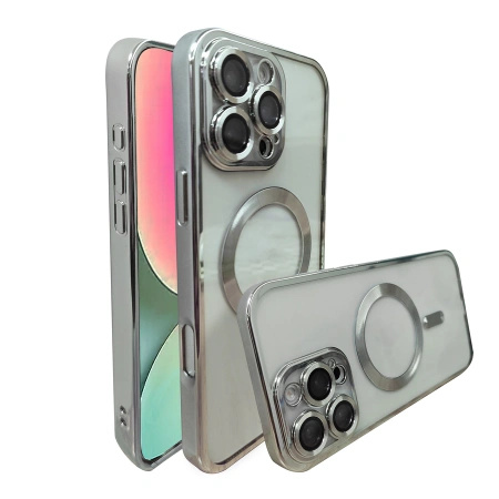 Etui Metal MagS iPhone 15 Plus Srebrny