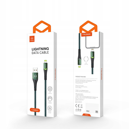 MCDODO KABEL USB LIGHTNING SZYBKIEGO ŁADOWANIA 36W DO IPHONE 13 14 1M LED POMARAŃCZOWY