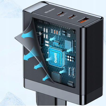 Încãrcãtor rapid, GaN, USB-C, USB, 3 porturi, 140W, McDodo