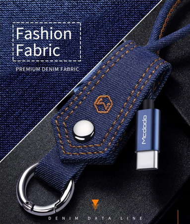 Mcdodo, kurzes Kabel, Schlüsselanhänger, Jeans, USB-C, QC, 15 cm mit Geflecht