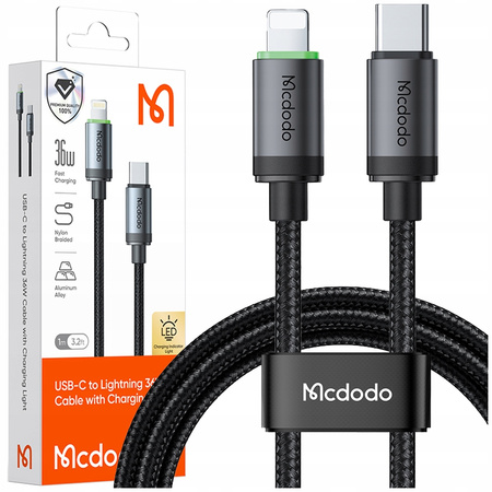 Cablu încãrcãtor MCDODO USB-C cu încãrcare rapidã Lightning pentru iPhone 3M LED