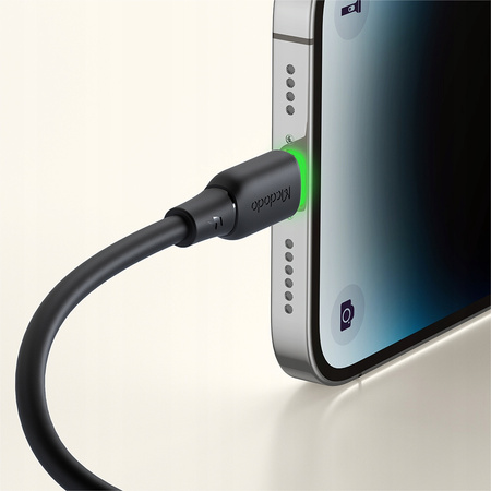 MCDODO USB-Lightning-Ladekabel mit Schnellladefunktion für iPhone, 1 m, LED, Schwarz