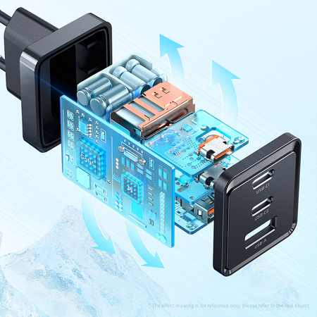 MCDODO SZYBKA ŁADOWARKA SIECIOWA ZASILACZ 3X USB-C PD USB GAN 67W KABEL 2M