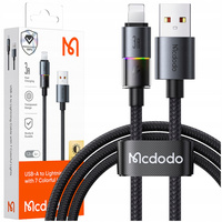 MCDODO KABEL USB SZYBKIE ŁADOWANIE DO IPHONE LIGHTNING 3A 36W 1M LED CZARNY