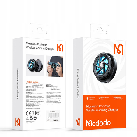 Ładowarka indukcyjna, magnetyczna, z chłodzeniem, do iPhone, Mcdodo