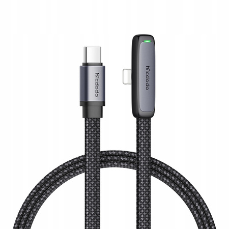 MCDODO ABGEWINKELTES USB-C-LIGHTNING-FLACHKABEL 36 W FÜR IPHONE 12 13 14 SCHWARZ 2 M