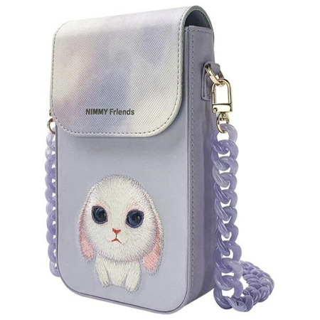 Nimmy Zestaw 3w1 torebka na telefon +    portfel + etui na lokalizator fioletowy/purple Big Eyed Pet 2.0 Rabbit