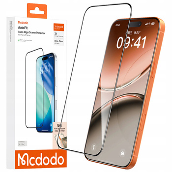 MCDODO SZKŁO HARTOWANE AUTOFIT MOCNA SZYBKA DO ETUI DO APPLE IPHONE 17 PRO