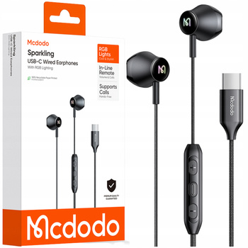 MCDODO SŁUCHAWKI PRZEWODOWE DO TELEFONU Z MIKROFONEM DOUSZNE USB-C DAC RGB