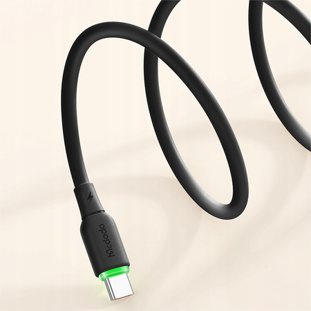 MCDODO USB-C-Kabel, Schnellladekabel für Samsung und Apple, USB Typ C, 65 W, 1 m, LED, Schwarz