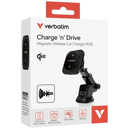 Verbatim Ładowarka samochodowa n Drive Qi2 15W RGB CND-01 czarny/black 31860