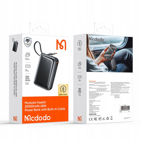 MCDODO POWERBANK 20000MAH DO TELEFONU Z WBUDOWANYM KABLEM 3 X USB-C USB-A