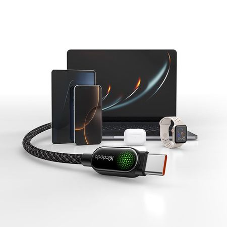 MCDODO KABEL USB-A USB-C SZYBKIE ŁADOWANIE PD 100W 1M LED CZARNY