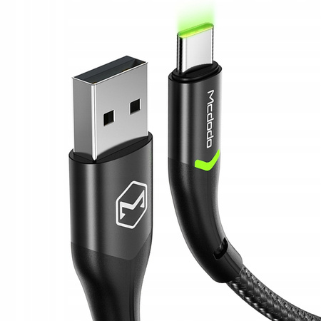 Mcdodo Handykabel, USB-C, schnell, USB-C, LED, QC 4.0, 1 m, Schwarz