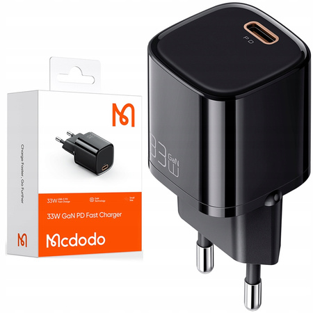 Mcdodo nano GaN-Handyladegerät, USB-C PD QC – 33 W, Schwarz