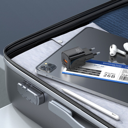 Mcdodo Nano GaN 2X USB/USB-C PD QC Ladegerät für Smartphones/Tablets – 33 W Schwarz