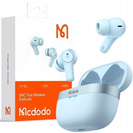 Mcdodo Headphones, Wireless, In-ear, with case, ENC, Blue