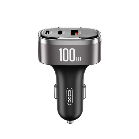 XO ładowarka samochodowa CC61 PD QC 3.0 100W 1x USB1x USB-C 1x Lightning szara