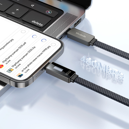 Cablu încãrcãtor MCDODO USB-C cu încãrcare rapidã Lightning pentru iPhone 1M LED