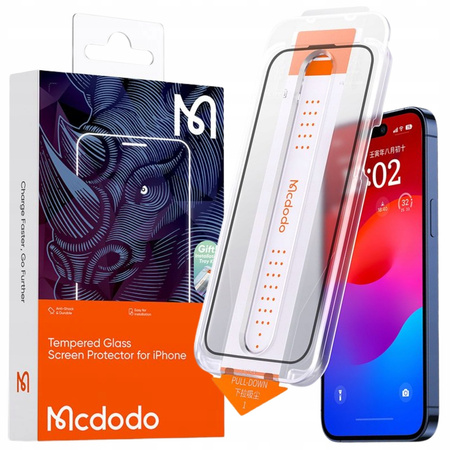 Husã MCDODO EZ PASTE din sticlã securizatã, rezistentã, pentru iPhone 15 Pro