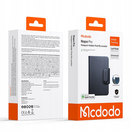 MCDODO ETUI NA PASZPORT DOKUMENTY KARTY LOKALIZATOR GPS APPLE FIND MY SKÓRA