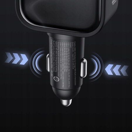 MCDODO SZYBKA ŁADOWARKA SAMOCHODOWA 3X USB USB-C 93W LED KABEL ZWIJANY 1M