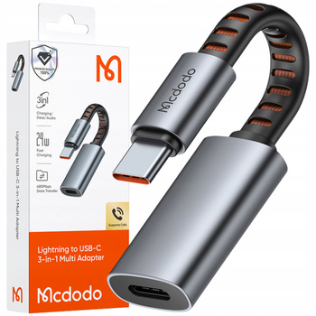 MCDODO PRZEJŚCIÓWKA ADAPTER LIGHTNING USB-C KABEL DO IPHONE 3W1 OTG