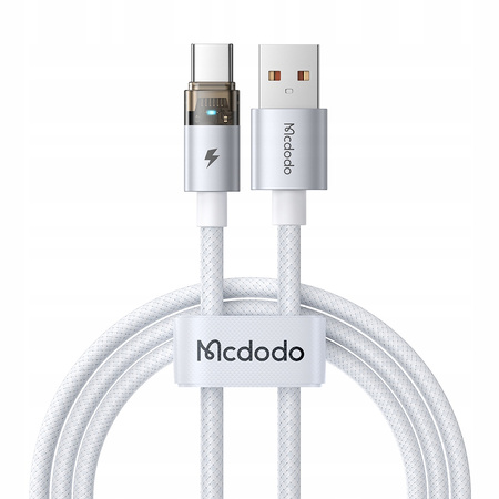 MCDODO KABEL USB-A USB-C SZYBKIE ŁADOWANIE USB TYP C 6A 100W 1M LED BIAŁY
