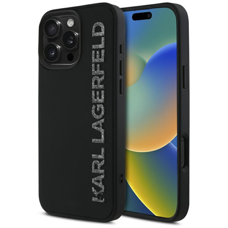 KARL LAGERFELD CASE POKROWIEC 3D DO IPHONE 16 PRO RUBBER ELONGATED GLITTER