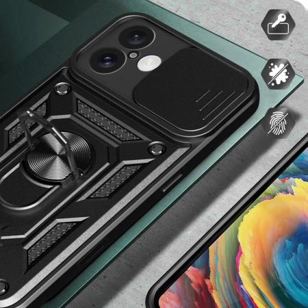 HURTEL ETUI HYBRID ARMOR CAMSHIELD DO IPHONE 16 PLUS PANCERNE Z PODSTAWKĄ