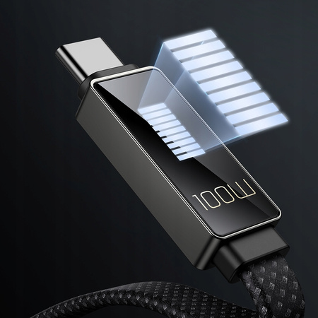 MCDODO KABEL USB-C SZYBKIE ŁADOWANIE DO SAMSUNG XIAOMI TYP C 6A 100W 1M LED