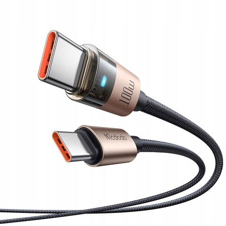MCDODO KABEL USB-C SZYBKIE ŁADOWANIE USB TYP C 5A 100W 1M LED ZŁOTY