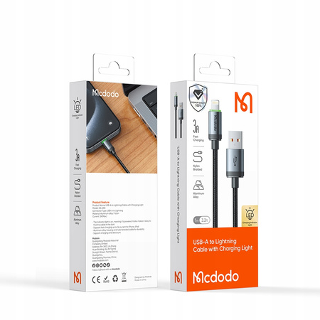 MCDODO USB-Lightning-Ladekabel mit Schnellladefunktion für iPhone (1 m, LED)