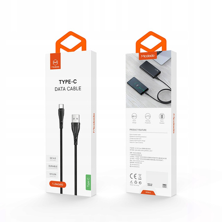 MCDODO KRÓTKI KABEL ANDROID AUTO USB USB-C SZYBKIE ŁADOWANIE USB TYP C 20CM