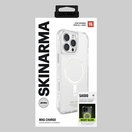 Skinarma etui Saido iPhone 16 Pro 6.3   Magnetic Charging zielony/green (niteglow)