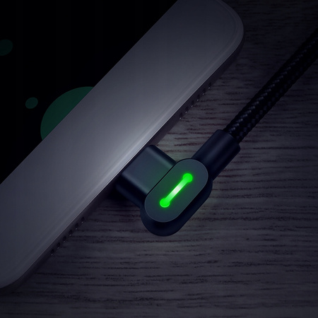 Mcdodo Phone cable Quick , 90° angle LED, USB to USB-C 3m black