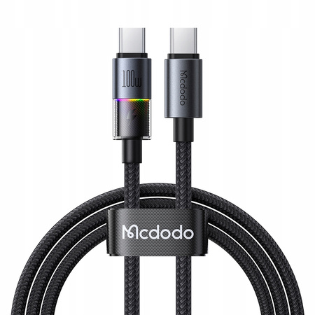 MCDODO KABEL USB-C DO TELEFONU SZYBKIE ŁADOWANIE TYP C 100W 1M LED CZARNY