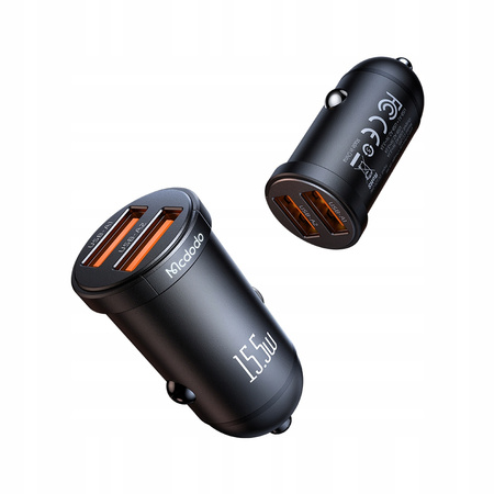 Încãrcãtor auto rapid ?i puternic MCDODO pentru telefon mic, 2x USB 15.5W LED